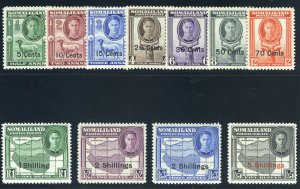 Somaliland 1951 KGVI Surcharges set complete superb MNH. SG 125-135. Sc 116-126.