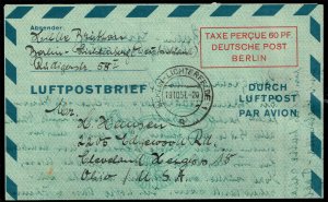 Germany-Berlin Mi LF2bIII Aerogramme; Used (MCV 70 Euro)