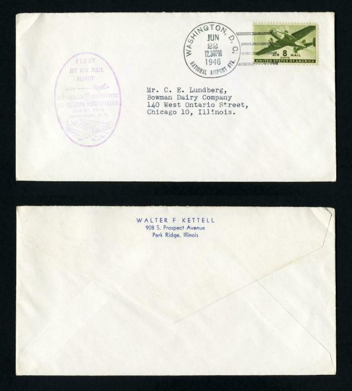 First Jet Airmail Flight from Schenectedy, NY to Washington, DC Dated 6-22-1946