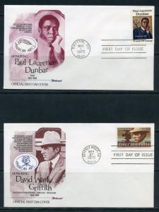 UNITED STATES 1975  AMERICAN ARTS FLEETWOOD  LOT OF SEVEN FIRST DAY COVERS 