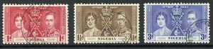 Nigeria SG46/8 1937 Coronation 1 1/2d tiny tone spot Cat 10.5 pounds