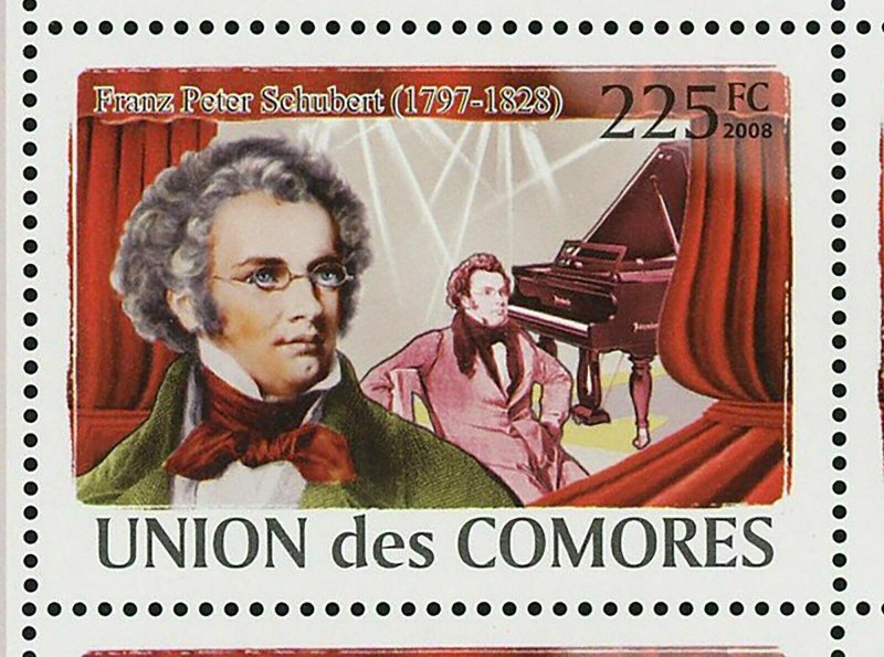 Classic Musicians & Pianos  Stamp Beethoven Johannes Brahms S/S MNH #1967-1972