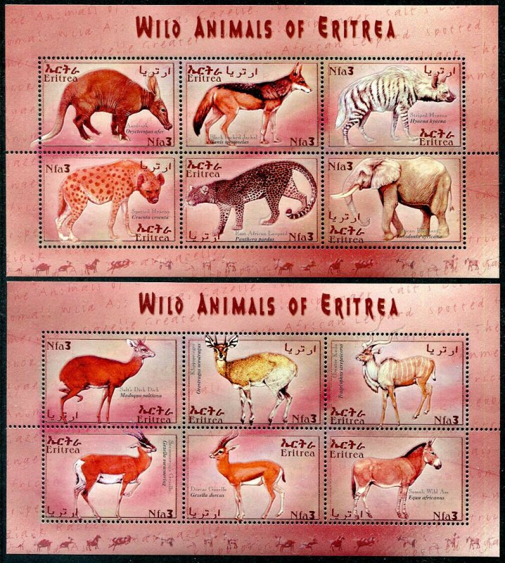 HERRICKSTAMP ERITREA Sc.# 351-52 2001 Wild Animal Mint NH