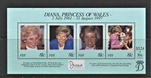 Fiji #820 'Diana' Souvenir sheet of 4 MNH CV$5.00