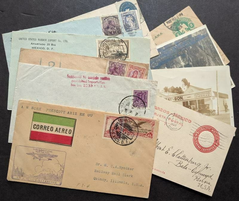 EDW1949SELL : MEXICO Collect of 6 covers & 4 Post cards, some interesting usages