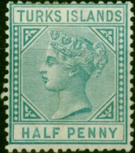 Turks Islands 1882 1/2d Blue-Green SG53 Fine MM