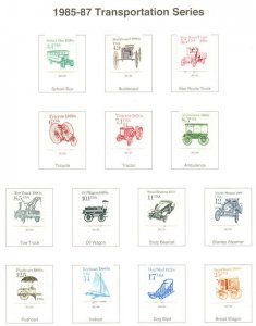 US #2123 - 2136 VF OG NH, Transportation singles & plate number singles, fres...