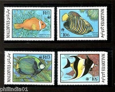 Maldives 1986 WWF Aquarium Fish Marine Life Animal Fauna Sc 1185-89 MNH # 041