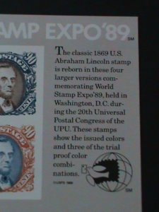 ​UNITED STATES-1989-SC#2433 WORLD STAMP EXPO'89.MNH- IMPERF S/S VERY FINE