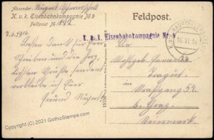 Austria WWI Railway Army Train Eisenbahnkomp Nr9 Feldpost G67334