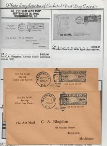 1926 Airmail Sc C8-1 Blagdon earliest known airmail cacheted FDC CV $500 (A