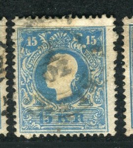 AUSTRIA; 1858 classic F. Joseph issue fine used Shade of 15k. value,