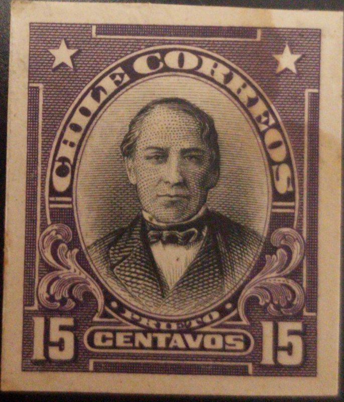 J) 1910 CHILE, JOAQUIN PRIETO, AMERICAN BANK NOTE, DIE PROOF, IMPERFORATED