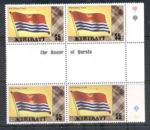 Kiribati 1980-81 Pictorials, No Wmk $5 Flag Blk4 MUH