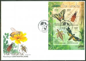 CENTRAL AFRICA 2013  INSECTS  SHEET  FIRST DAY COVER