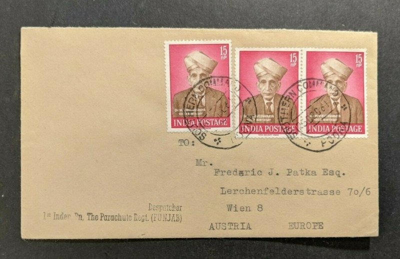 1961 1st Independent Battalion Parachute Regiment India Cover to Vienna Austria 