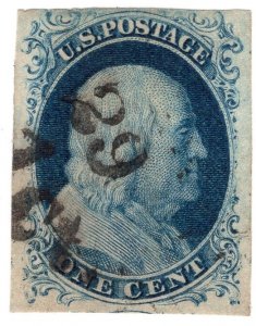 Scott #9 XF -  used. New York cancellation