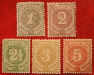 CURACAO 1889-1891 Figure Numeral MH Scott# 13-17