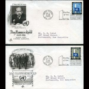 UN-NEW YORK 1962 - FDC-Hammarskjold Set of 2