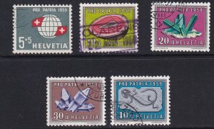 Switzerland  #B282-B286  used 1959  pro patria   minerals