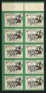 1931 USA WX62g complete Christmas Seal booklet pane of 10 MNH