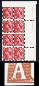 Australia SG262a Strong Roller shift at bottom left (bottom left stamp) U/M