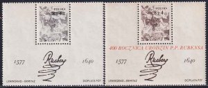 Poland 1977 Sc B134 & Black Print SS Stoning St Stephan Art by Rubens Stamp MNH