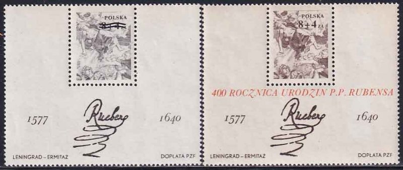 Poland 1977 Sc B134 & Black Print SS Stoning St Stephan Art by Rubens Stamp MNH