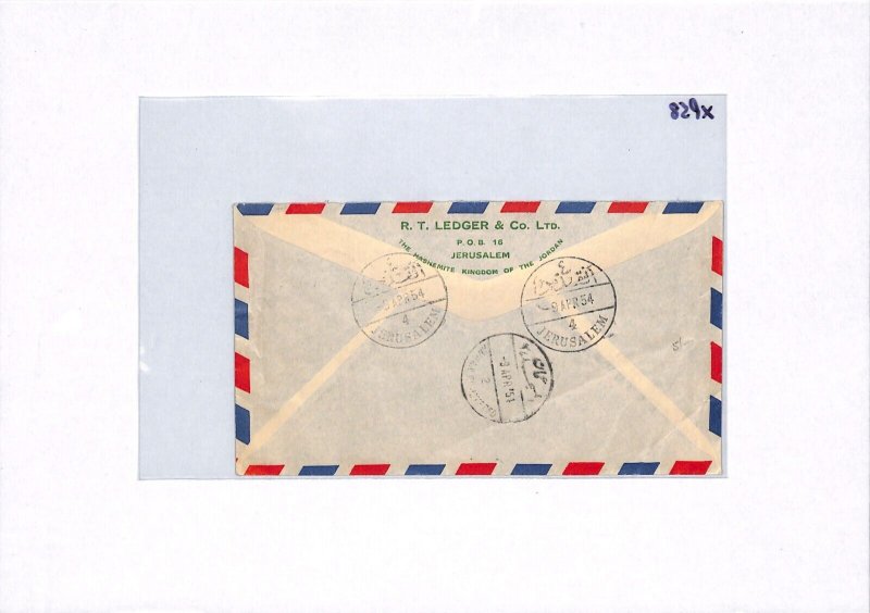 PALESTINE Jordan Occ' 1954 *POSTAGE* PROVISIONAL Cover Jerusalem/4 CDS Reg  XP58