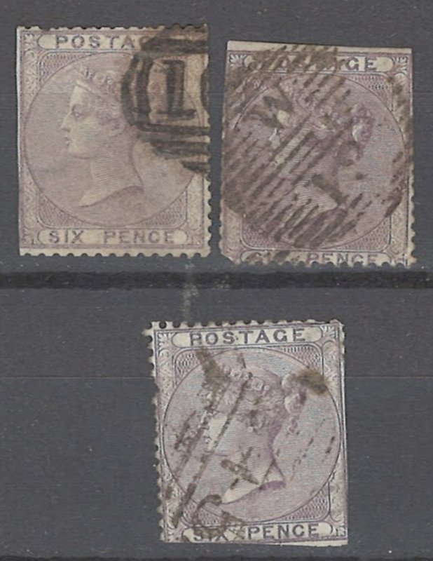 COLLECTION LOT # 2141GREAT BRITAIN #27 (3 STAMPS) 1856 CV=$300 FAULTY