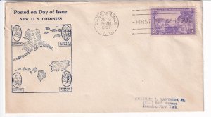 U.S.: Sc #802, 3c Virgin Islands FDC Cachet, 1937, Charlotte Amalie, VI (F32609)