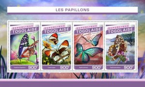 TOGO - 2016 - Butterflies - Perf 4v Sheet - Mint Never Hinged