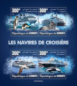 DJIBUTI - 2023 - Cruise Ships - Perf 4v Sheet - Mint Never Hinged