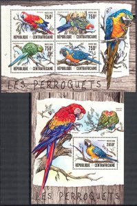 Central African Republic 2016 Birds Parrots Sheet + S/S MNH