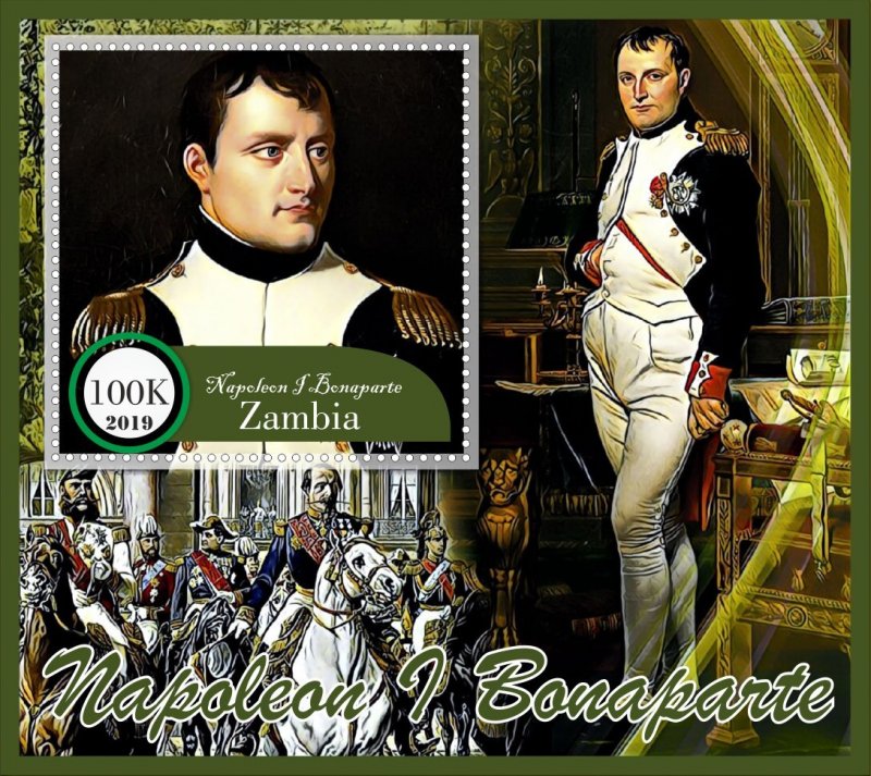 Stamps. Napoleon Bonaparte 6 sheets perf Zambia MNH **