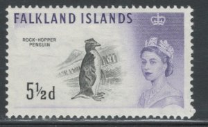 Falkland Islands 1960 Queen Elizabeth II & Penguin 5 1/2p Scott # 134 MH