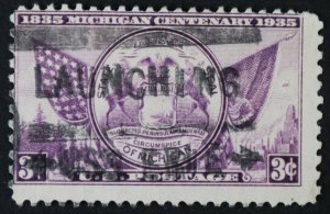 U.S. Used #775 Michigan Statehood. Launching U.S.S. Erie Cancel. Scarce!