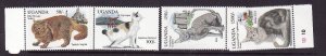 Uganda-Sc#1242//49-unused NH 1/2 set-Cats-Animals-1994-