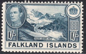1938-50 FALKLAND ISLANDS 1/- LIGHT DULL BLUE (SG# 158) MH VF