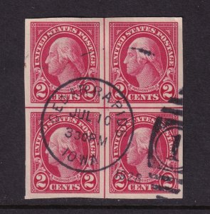 1923 Washington 2c Sc 577 imperf scarce used dated center line block of 4 (N5