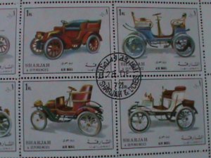 ​SHARJAH-1972  BEAUTIFUL RARE CLASSIC ANTIQUE CARS CTO S/S VERY FINE