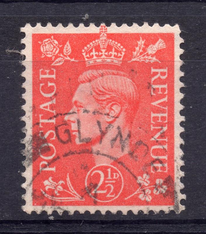 GB = 1951 21/2d Pale Scarlet `GLYNDE` (Sussex Village) Thick Arcs