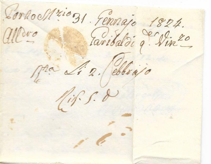 Italy Stampless Cover - Porto Maurizio to Genoa - 1824