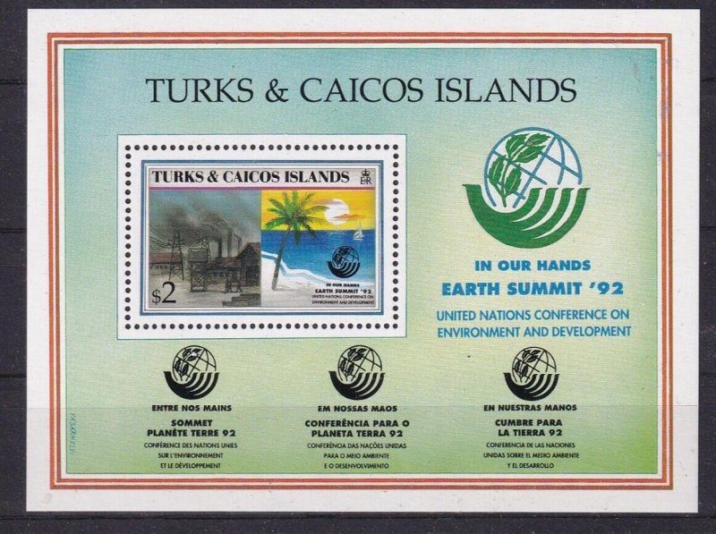 SA12c Turks & Caicos Islands 1992 In our Hands Earth Summit mint minisheet