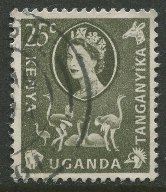 Kenya & Uganda - Scott 124 - QEII Definitive -1960 - Used - Single 25c Stamp