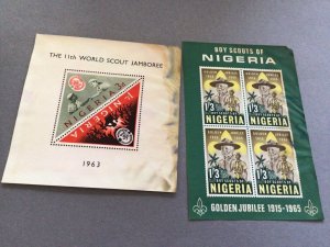 Nigeria vintage scouts mini sheets with damage   stamps Ref 64851