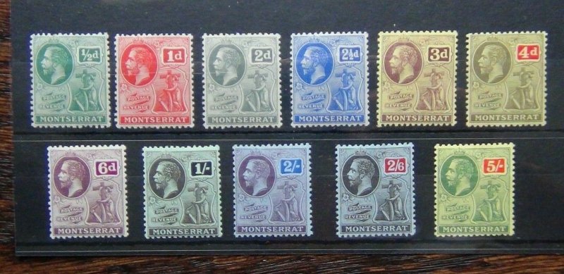 Montserrat 1916 - 1922 set to 5s Fine Fresh Mint SG49 - SG59