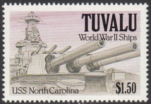 Tuvalu 1991 MNH Sc #581 $1.50 USS North Carolina - World War II Ships