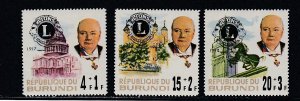 Burundi # B31-33,, Lions  International  50th Anniv. Overprints,  LH, 1/3  Cat.