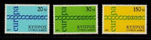 Cyprus Sc 365-67 1971 Europa stamp set mint NH